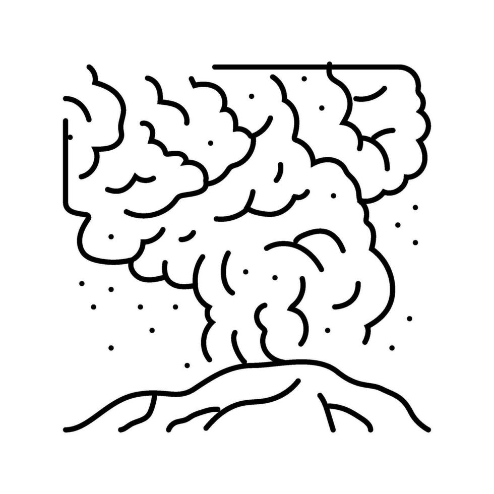aska moln vulkan linje ikon vektor illustration