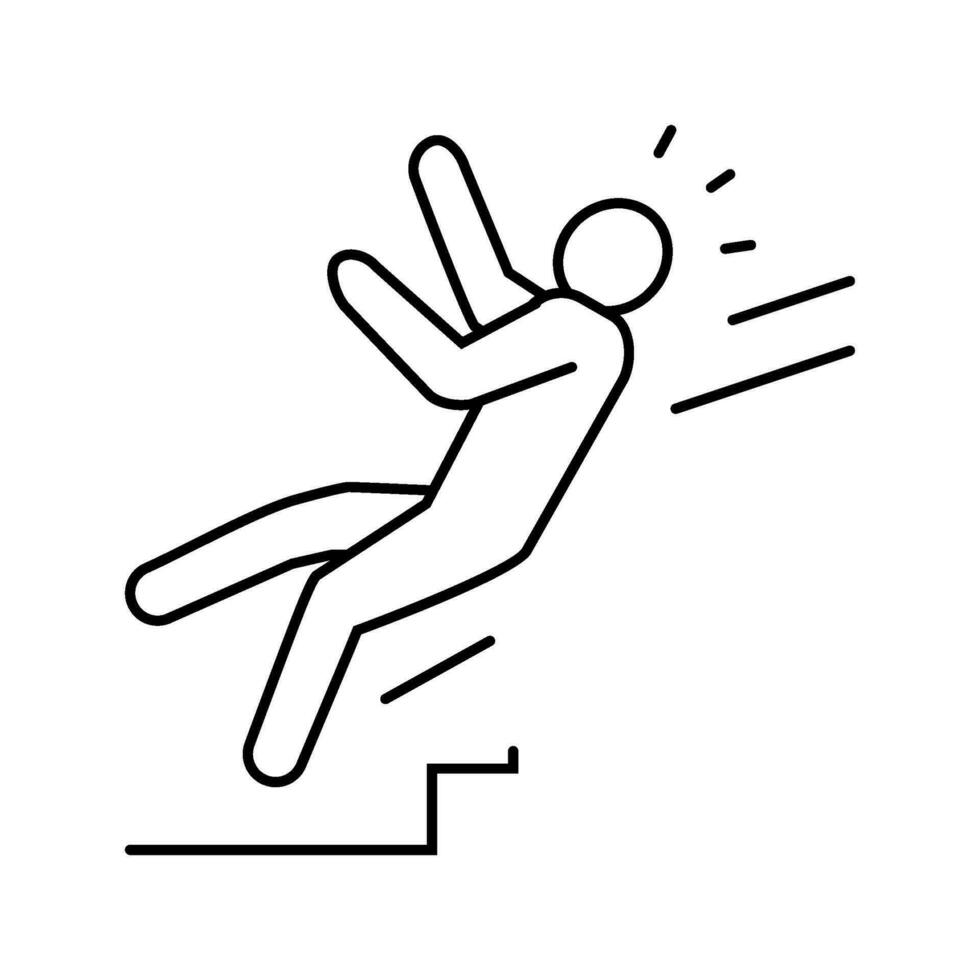 Schritte fallen Mann Unfall Linie Symbol Vektor Illustration