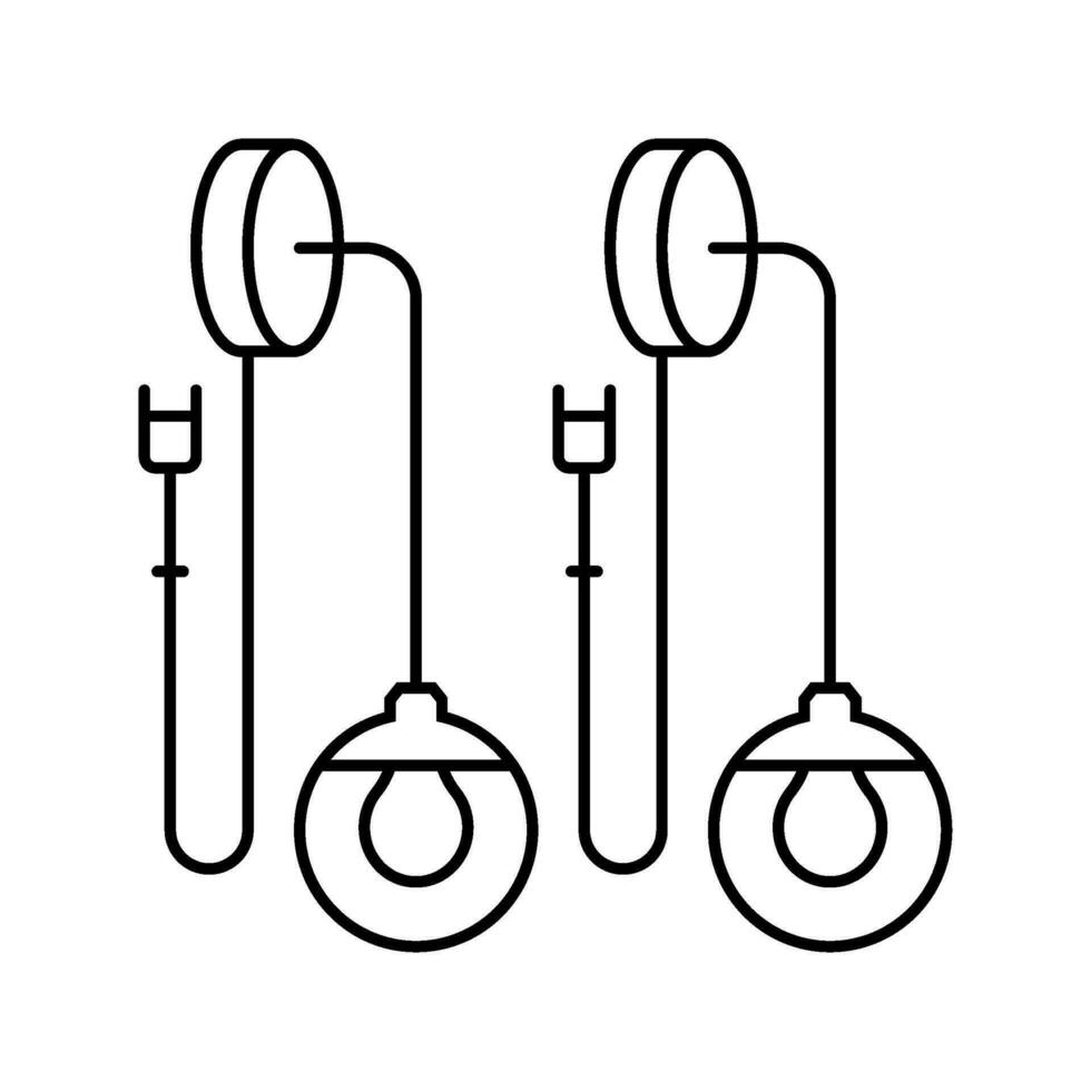 Mauer Wandlampen Schlafzimmer Innere Linie Symbol Vektor Illustration