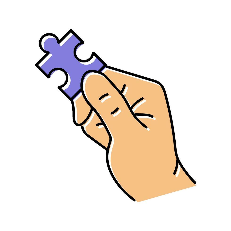 Puzzle Puzzle Hand Farbe Symbol Vektor Illustration