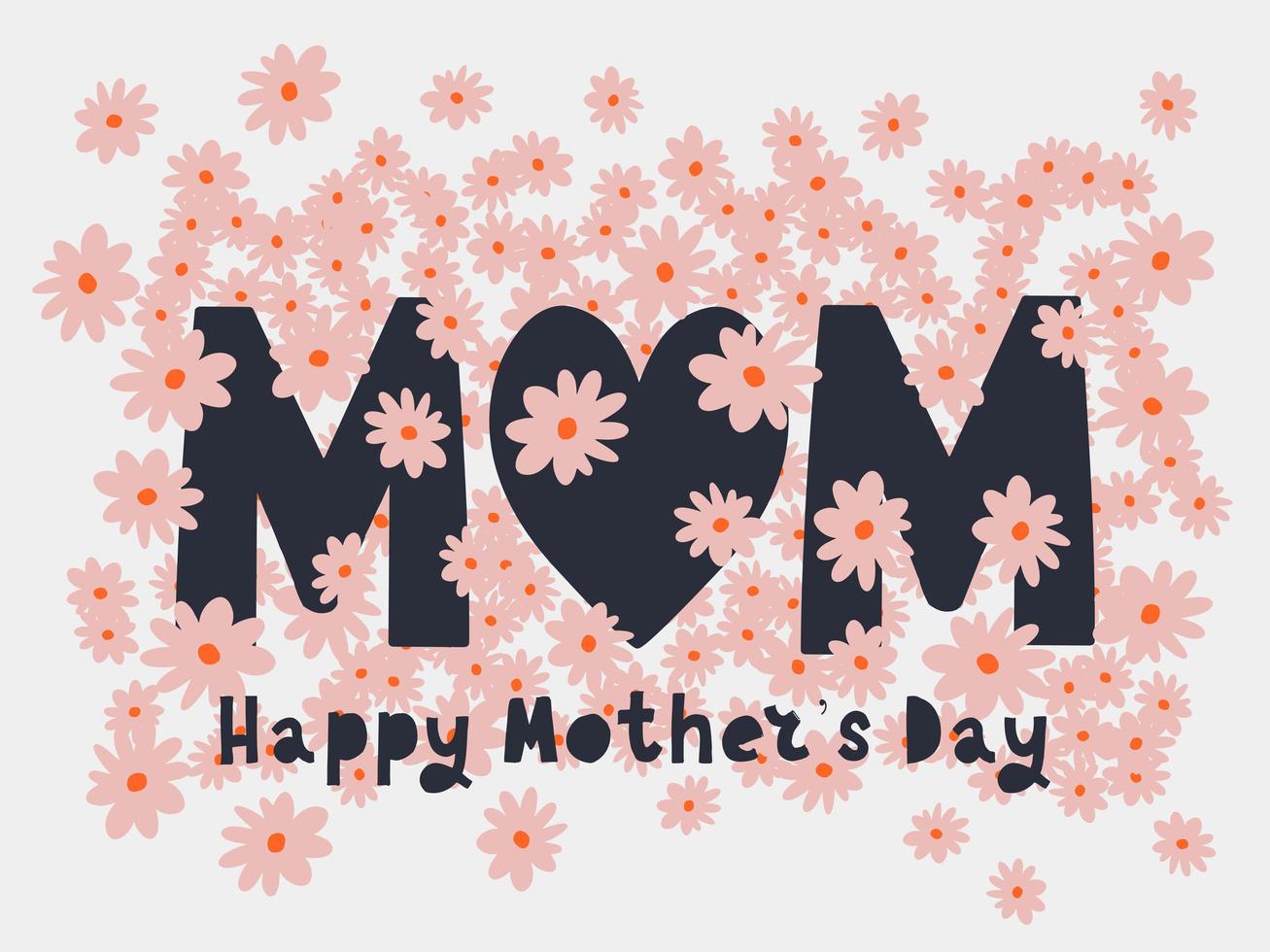 Happy Mothers Day Grußkarte mit typografischem Design und floralen Elementen. Vektor-Illustration. Scherenschnitt-Stil mit blühenden Blumen, Blättern und abstrakten Formen auf weißem Hintergrund. die beste Mutter. vektor