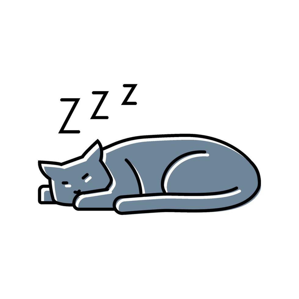 schlummernd Katze Schlaf Nacht Farbe Symbol Vektor Illustration