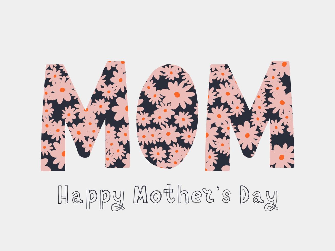 Happy Mothers Day Grußkarte mit typografischem Design und floralen Elementen. Vektor-Illustration. Scherenschnitt-Stil mit blühenden Blumen, Blättern und abstrakten Formen auf weißem Hintergrund. die beste Mutter. vektor