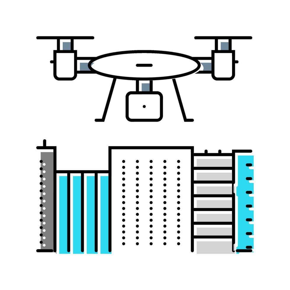 Drönare kartläggning Färg ikon vektor illustration