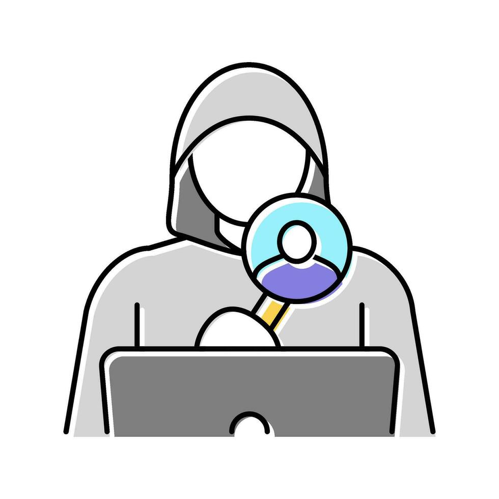 Cyberstalking Cyber-Mobbing Farbe Symbol Vektor Illustration