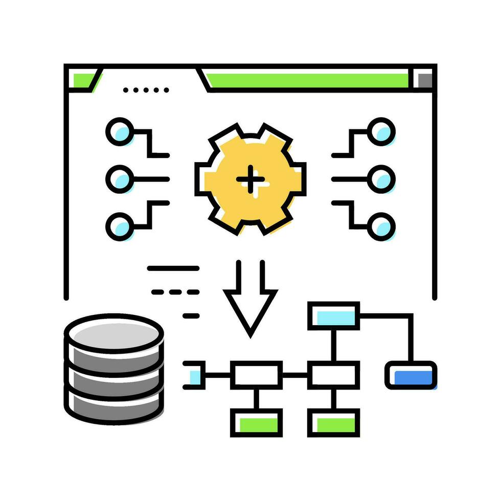 System Einsatz Analytiker Farbe Symbol Vektor Illustration