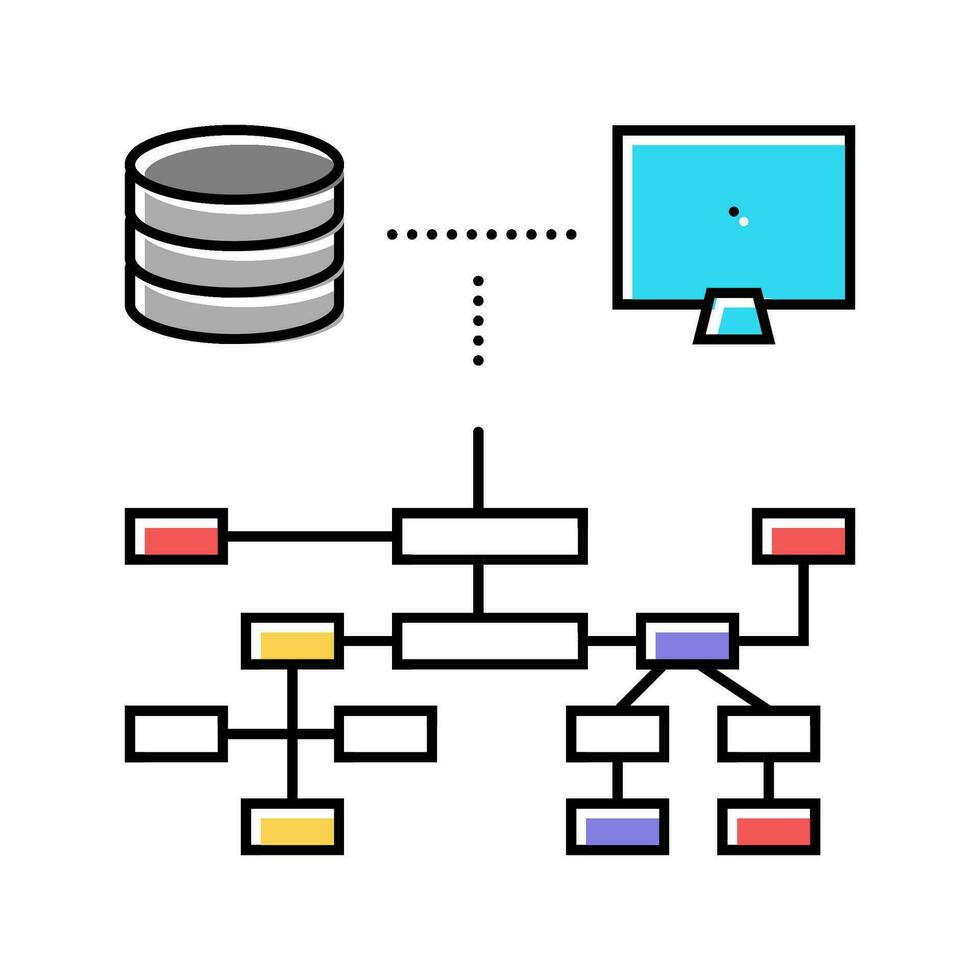 relational Datenbank Farbe Symbol Vektor Illustration