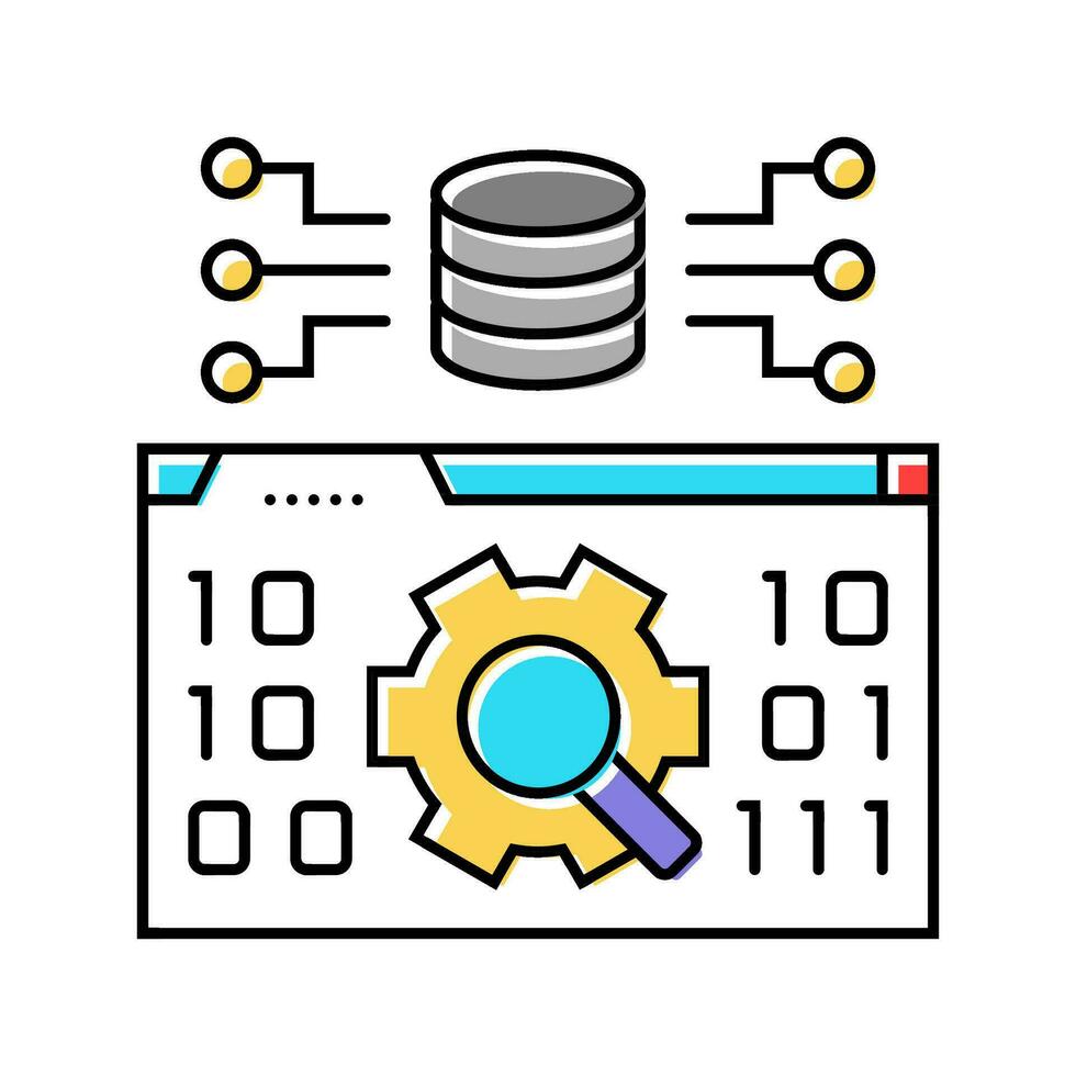 Daten Validierung Datenbank Farbe Symbol Vektor Illustration