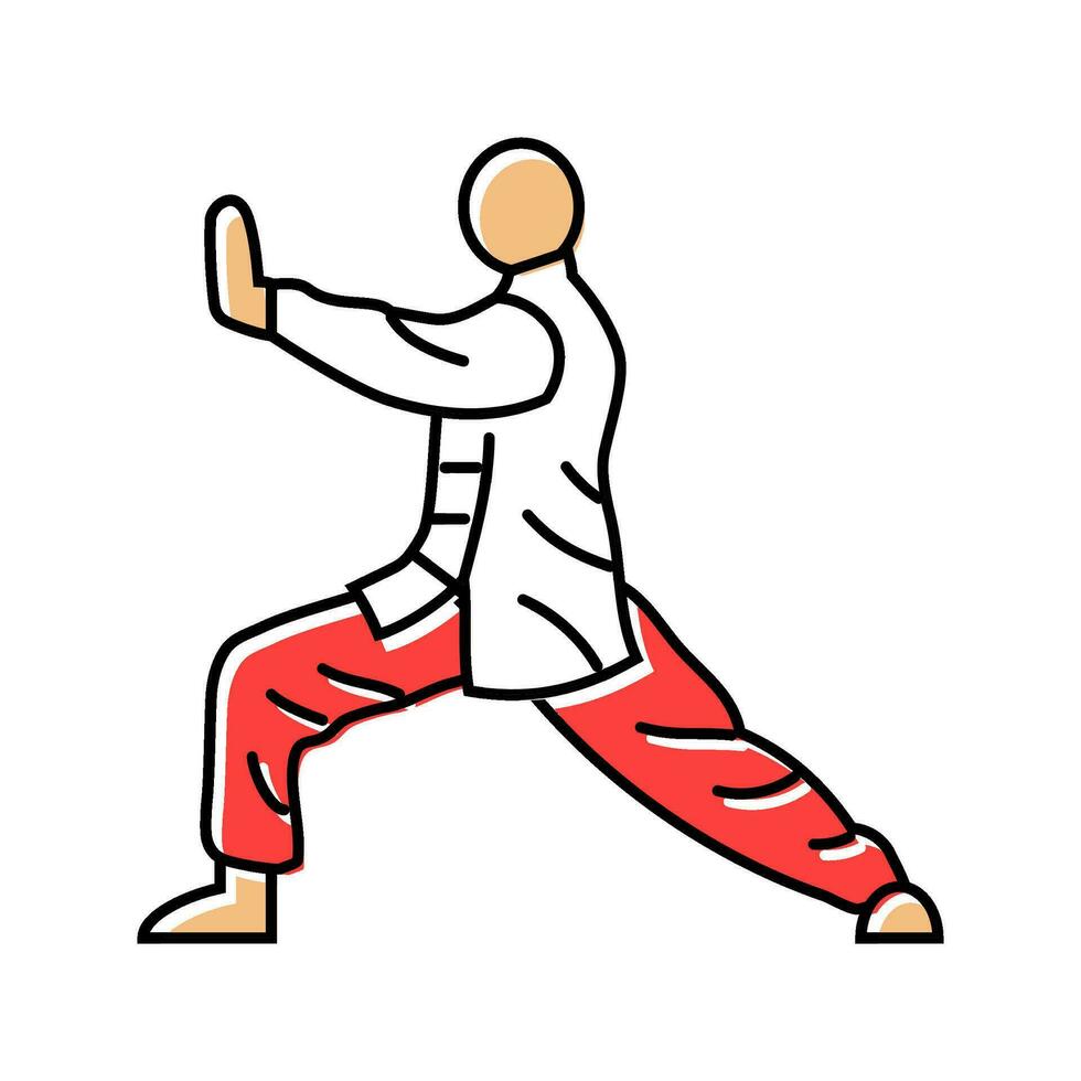 tai chi öva taoism Färg ikon vektor illustration