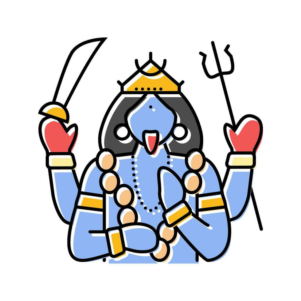 Kali Gott indisch Farbe Symbol Vektor Illustration