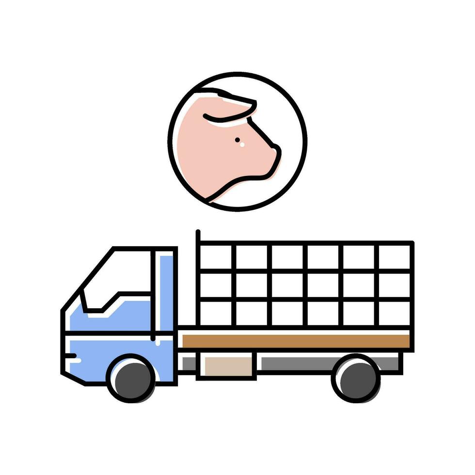 Schwein Transport LKW Farbe Symbol Vektor Illustration