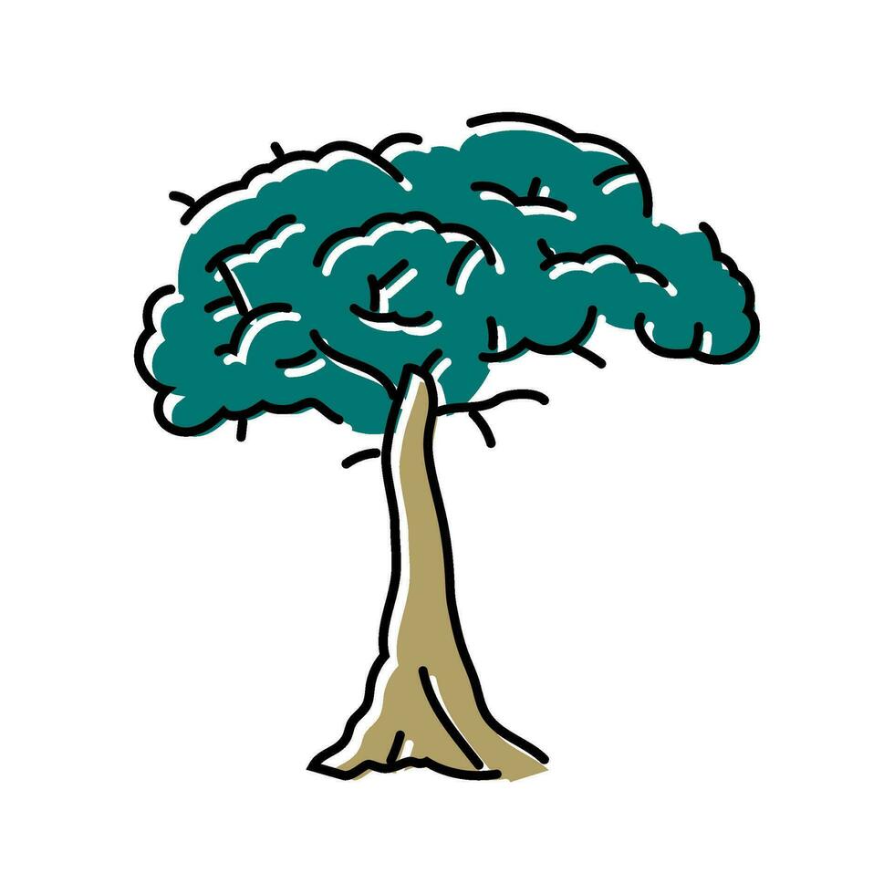 Kapok Baum Urwald Amazonas Farbe Symbol Vektor Illustration