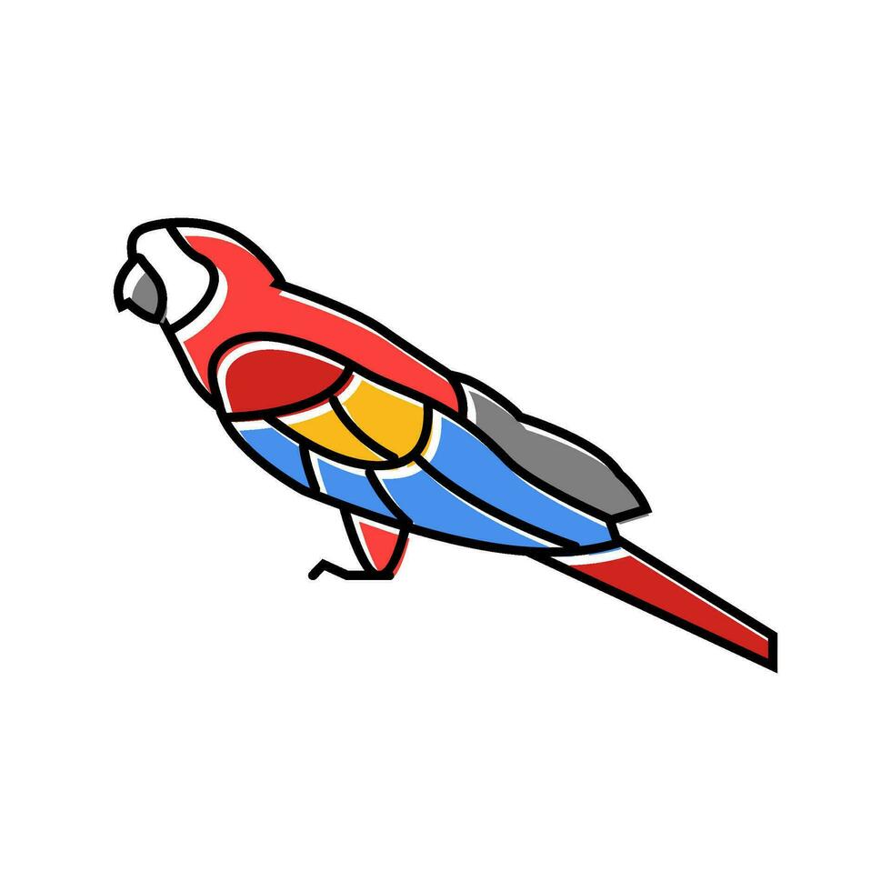 scharlachrot Ara Sitzung Papagei Vogel Farbe Symbol Vektor Illustration