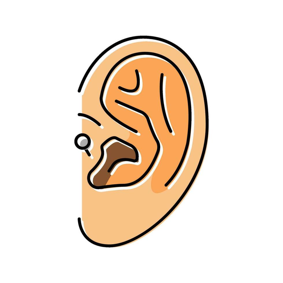 Tragus Piercing Ohrring Farbe Symbol Vektor Illustration