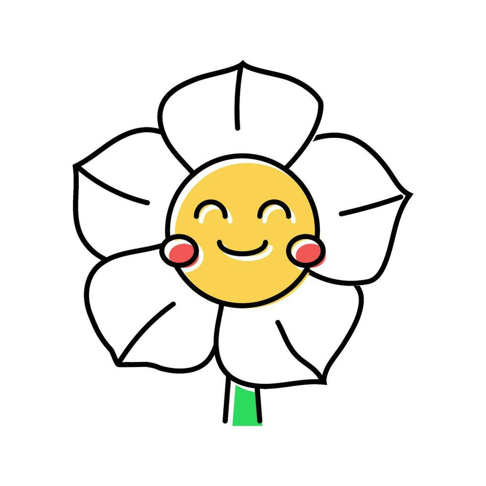 blomma leende karaktär Färg ikon vektor illustration