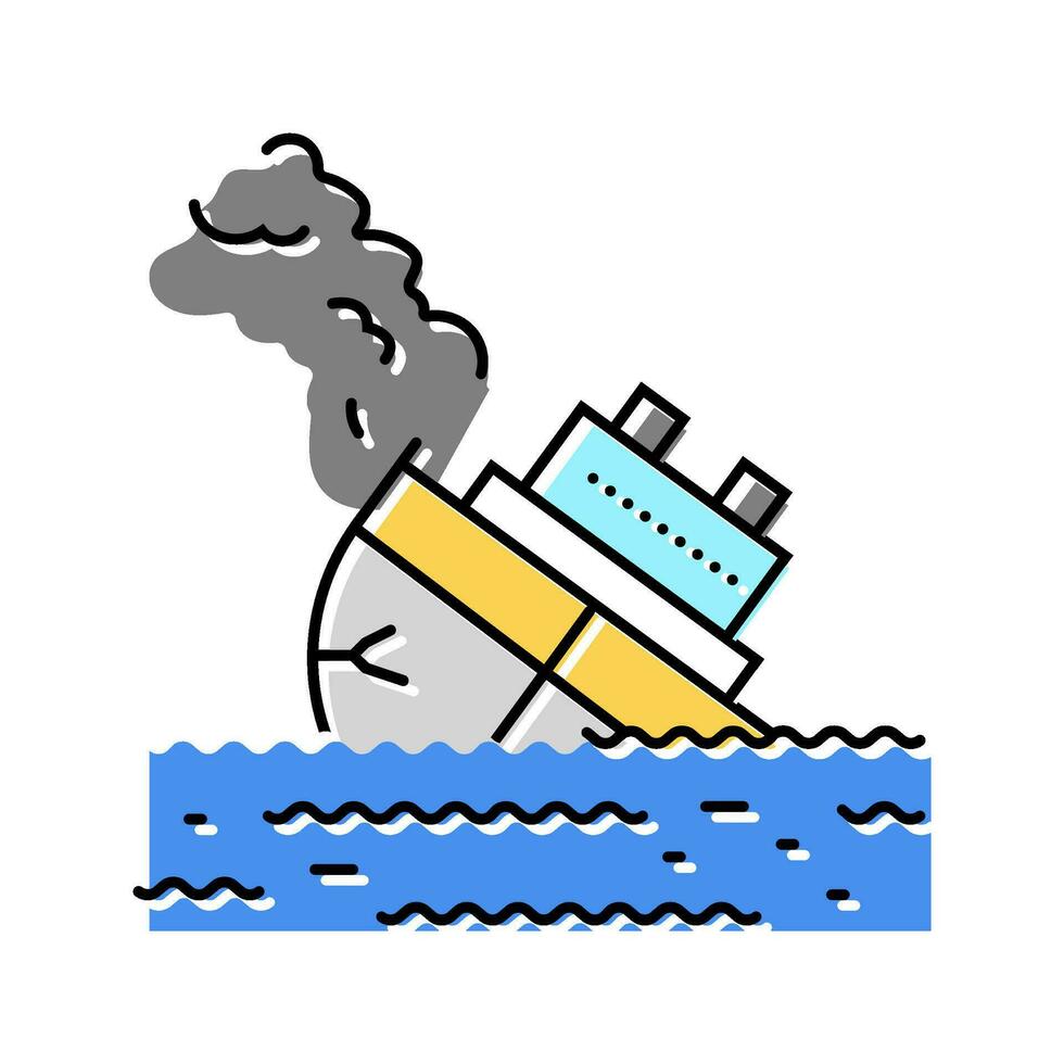 Marine Unfall Farbe Symbol Vektor Illustration