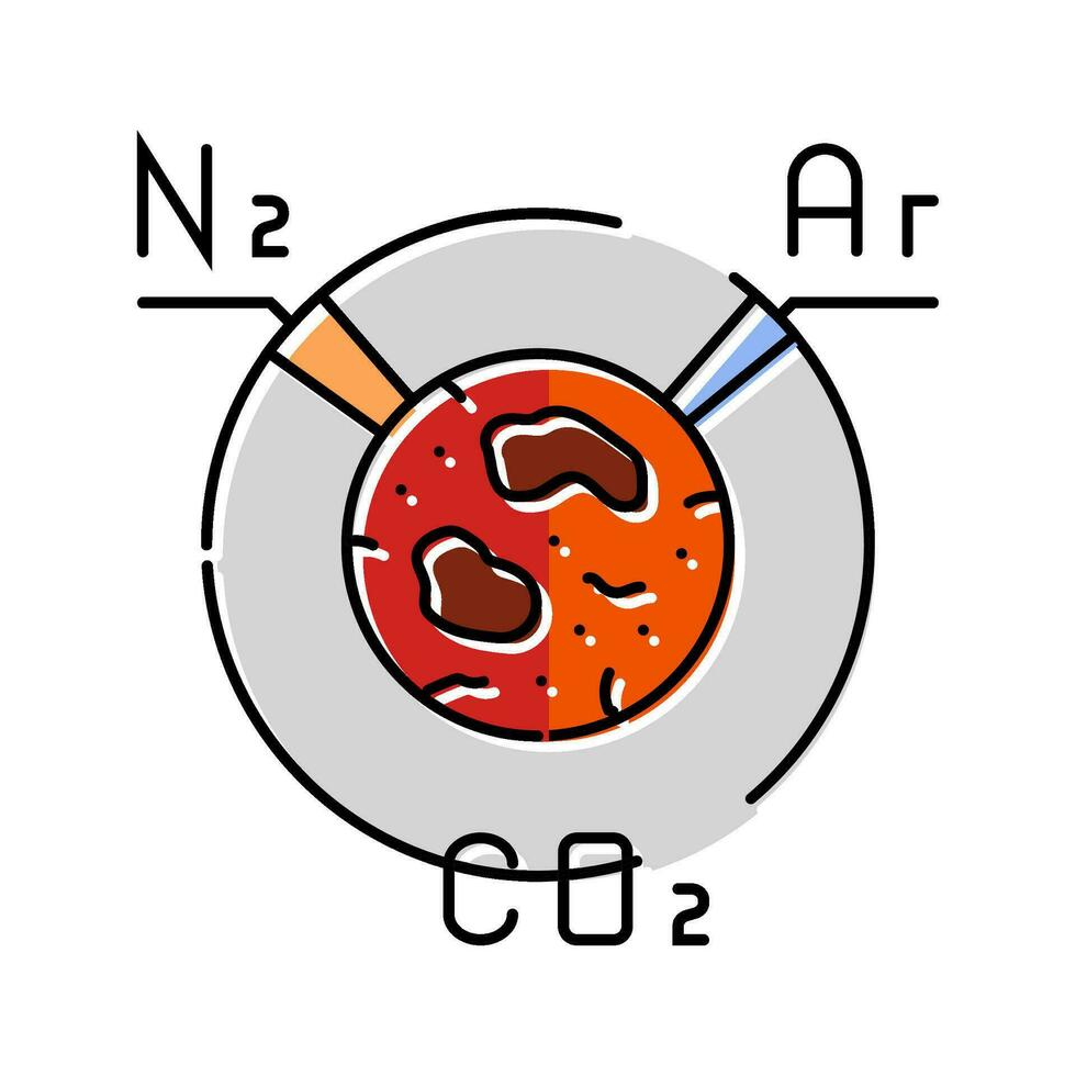 martian atmosfär fördärvar planet Färg ikon vektor illustration