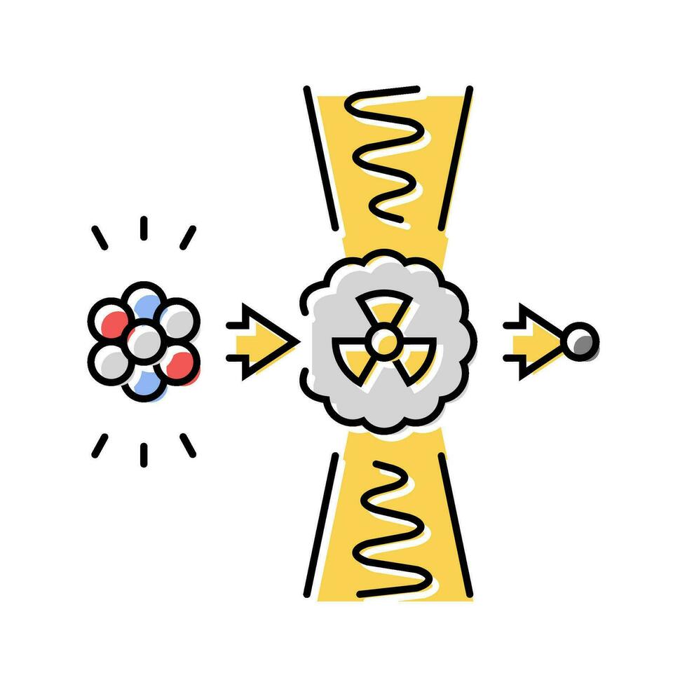 neutron aktivering kärn energi Färg ikon vektor illustration