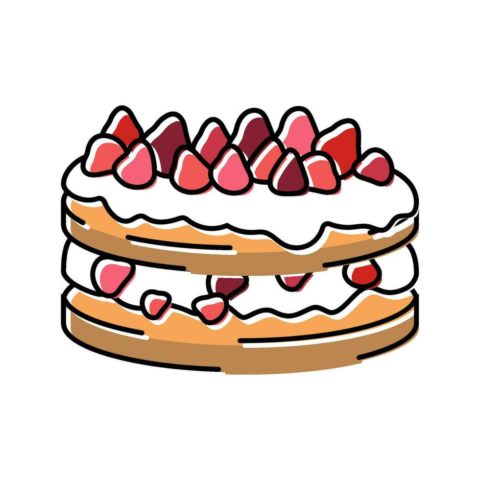 jordgubb shortcake ljuv mat Färg ikon vektor illustration