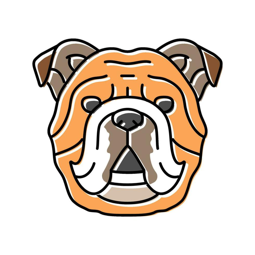 bulldogg hund valp sällskapsdjur Färg ikon vektor illustration