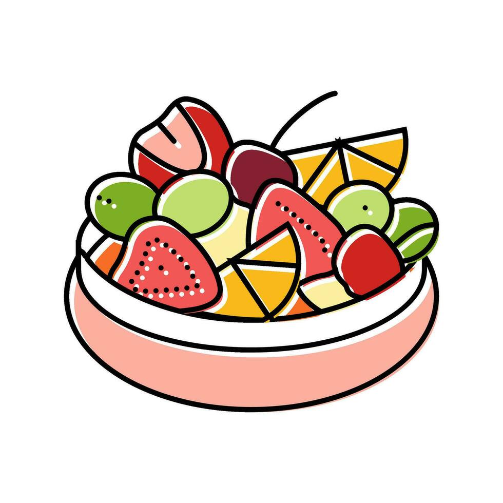 frukt sallad mat mellanmål Färg ikon vektor illustration