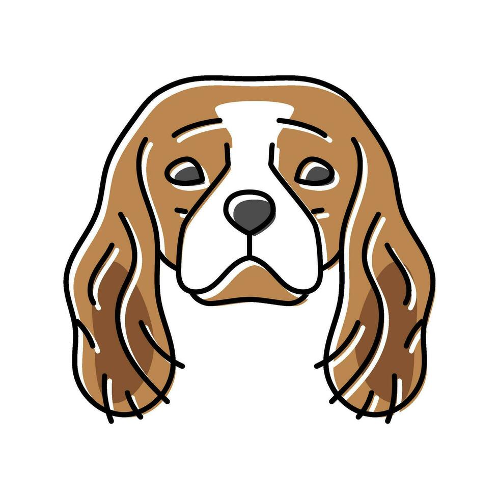 Kavalier König Charles Spaniel Hund Hündchen Haustier Farbe Symbol Vektor Illustration
