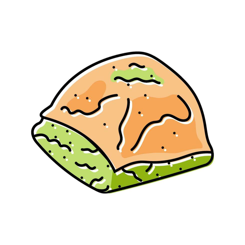 Baklava Stück Süss Essen Farbe Symbol Vektor Illustration