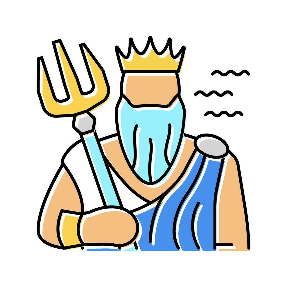 Poseidon griechisch Gott Mythologie Farbe Symbol Vektor Illustration