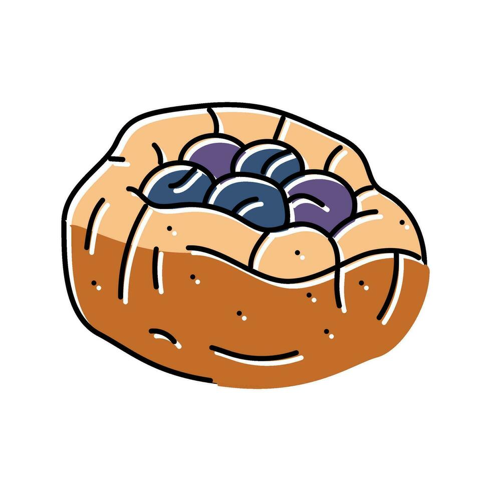 Blaubeere Brötchen Essen Mahlzeit Farbe Symbol Vektor Illustration