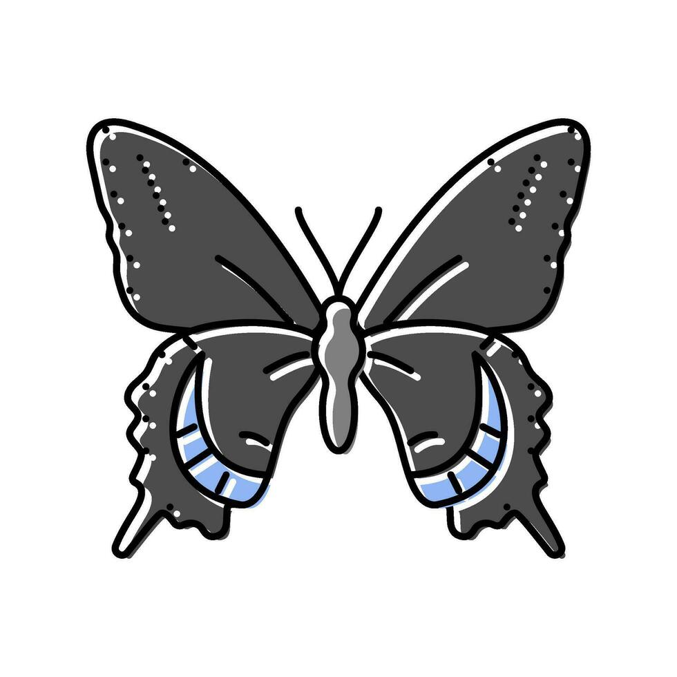 schwarz Schwalbenschwanz Frühling Farbe Symbol Vektor Illustration