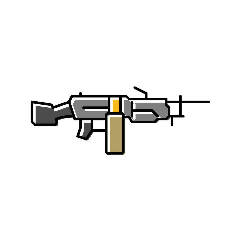 Maschine Gewehr Waffe Militär- Farbe Symbol Vektor Illustration