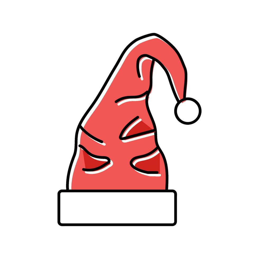 Hut Elf Weihnachten süß Farbe Symbol Vektor Illustration