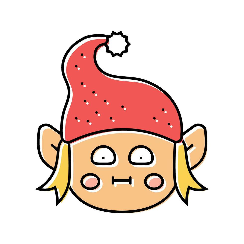Kopf Elf süß Weihnachten Farbe Symbol Vektor Illustration