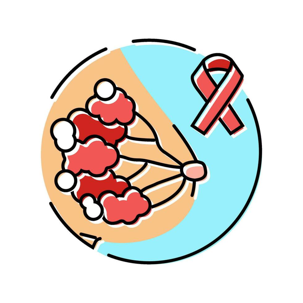 lobulär Brust Krebs Farbe Symbol Vektor Illustration