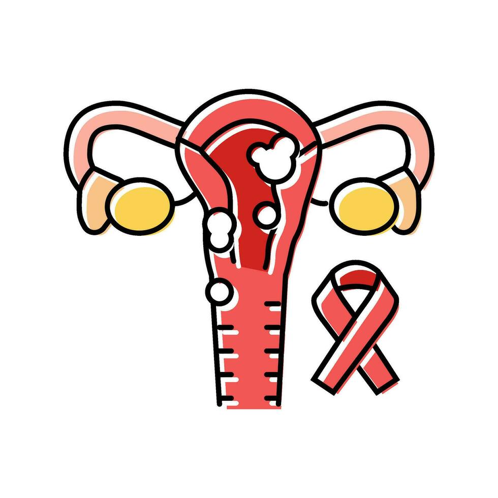 Gebärmutter- Krebs Farbe Symbol Vektor Illustration