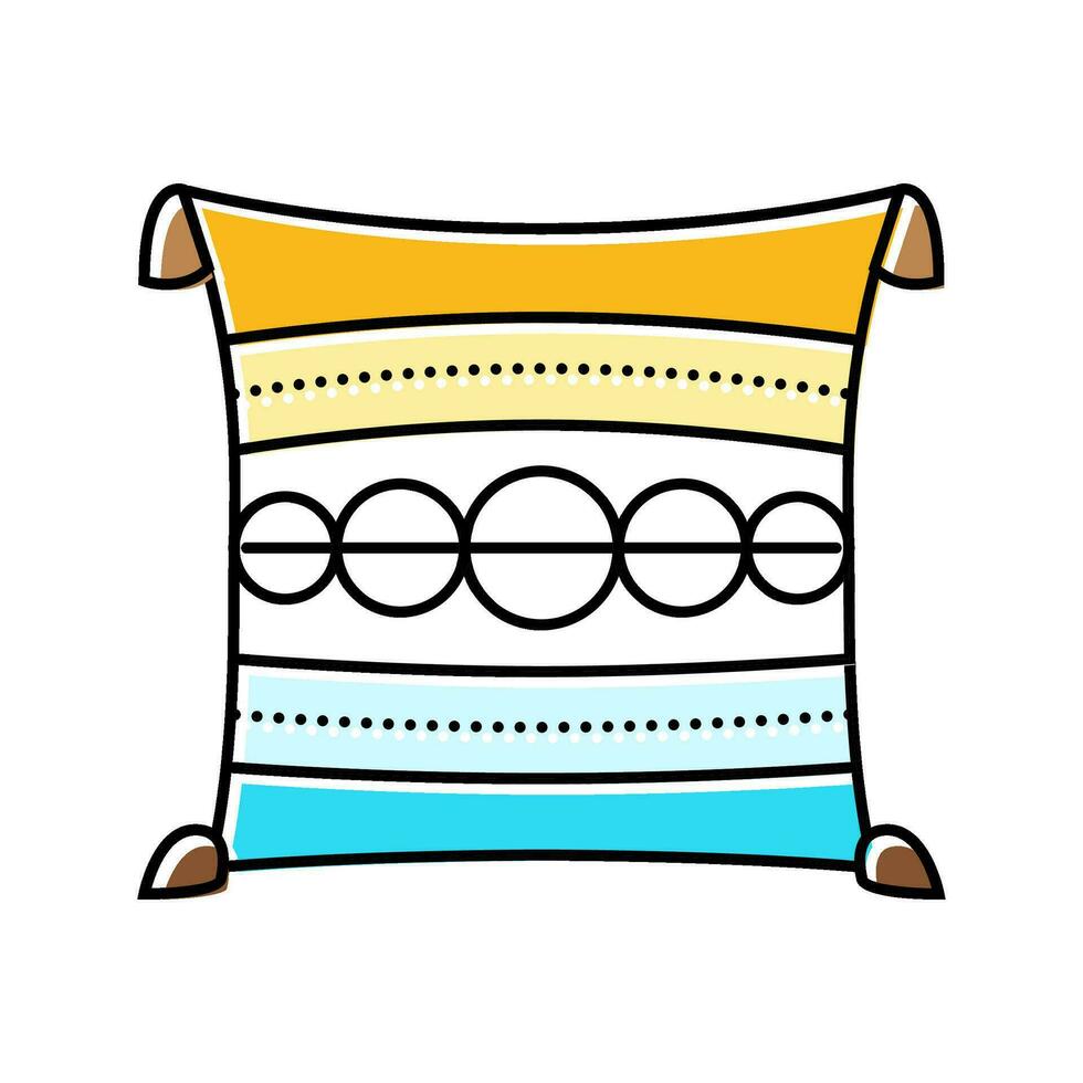 Boho Kissen Leben Zimmer Farbe Symbol Vektor Illustration