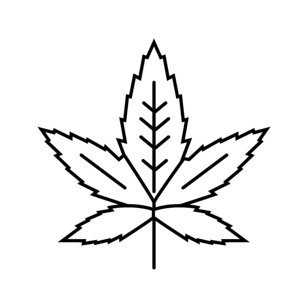 cannabis växt blad hampa linje ikon vektor illustration