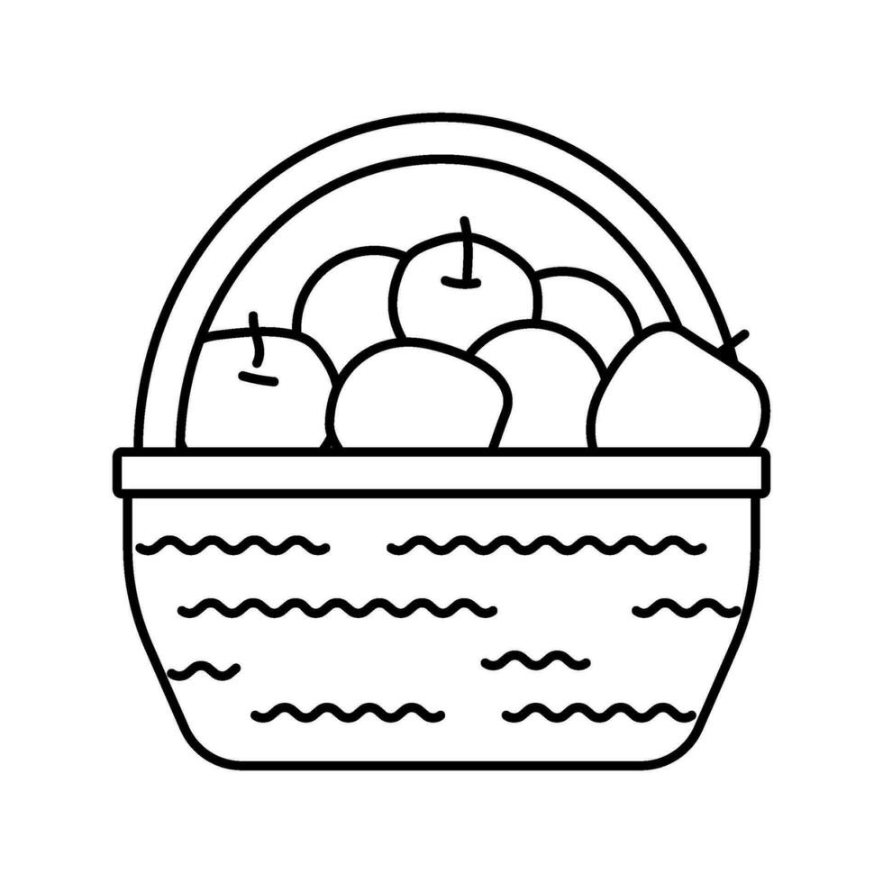 Apfel pflücken Herbst Jahreszeit Linie Symbol Vektor Illustration