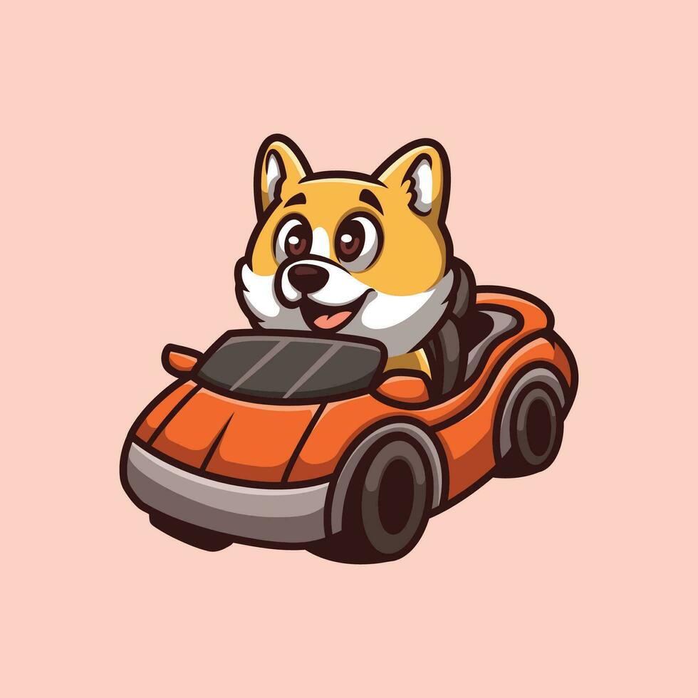 Fahren Corgi Karikatur Illustration vektor