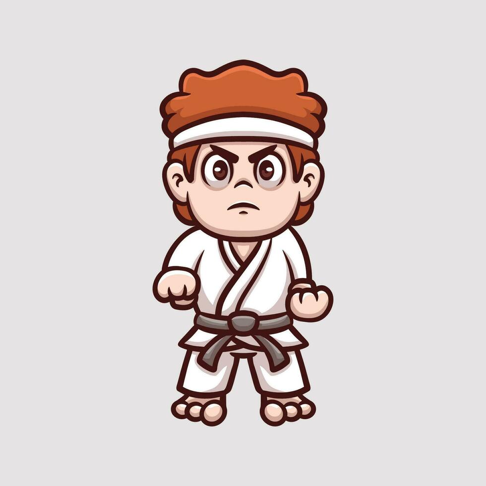 karate unge arg tecknad serie illustration vektor