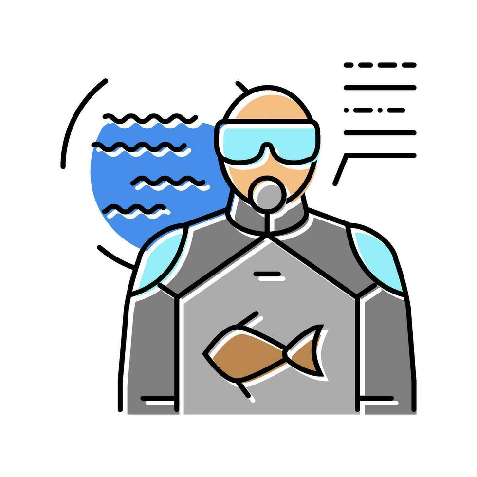 Marine Biologe Arbeiter Farbe Symbol Vektor Illustration