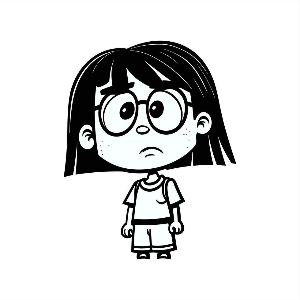 upprörd barn stående ensam tecknad serie karaktär vektor illustration