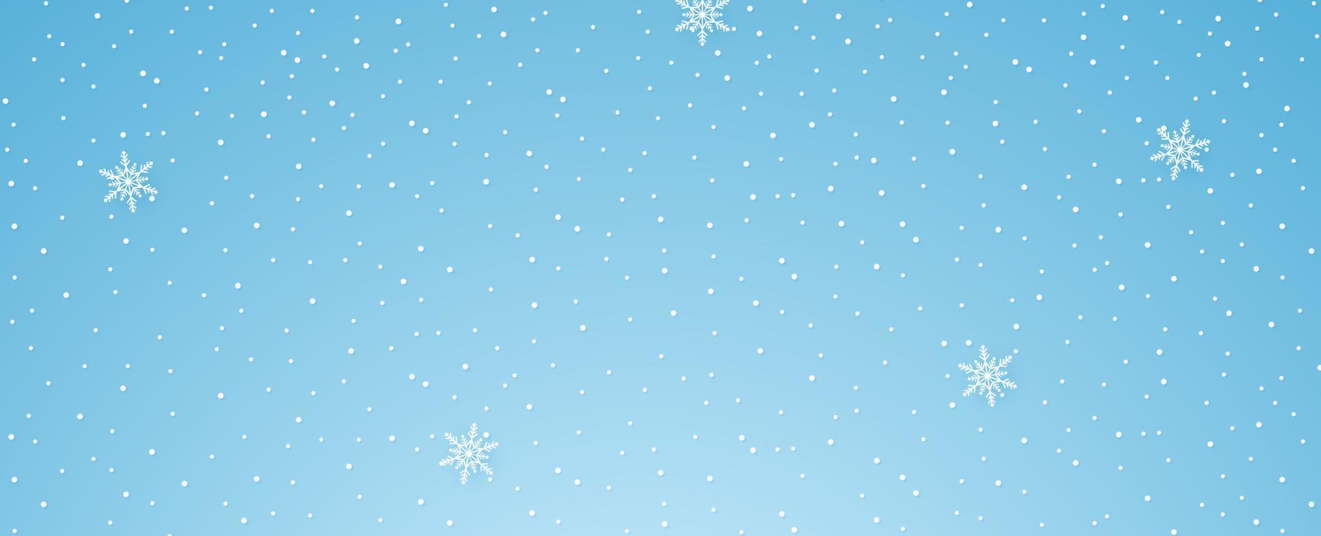 Schnee fällt mit Schneeflocke, Wintersaison, Kopierraum, Papierkunststil vektor