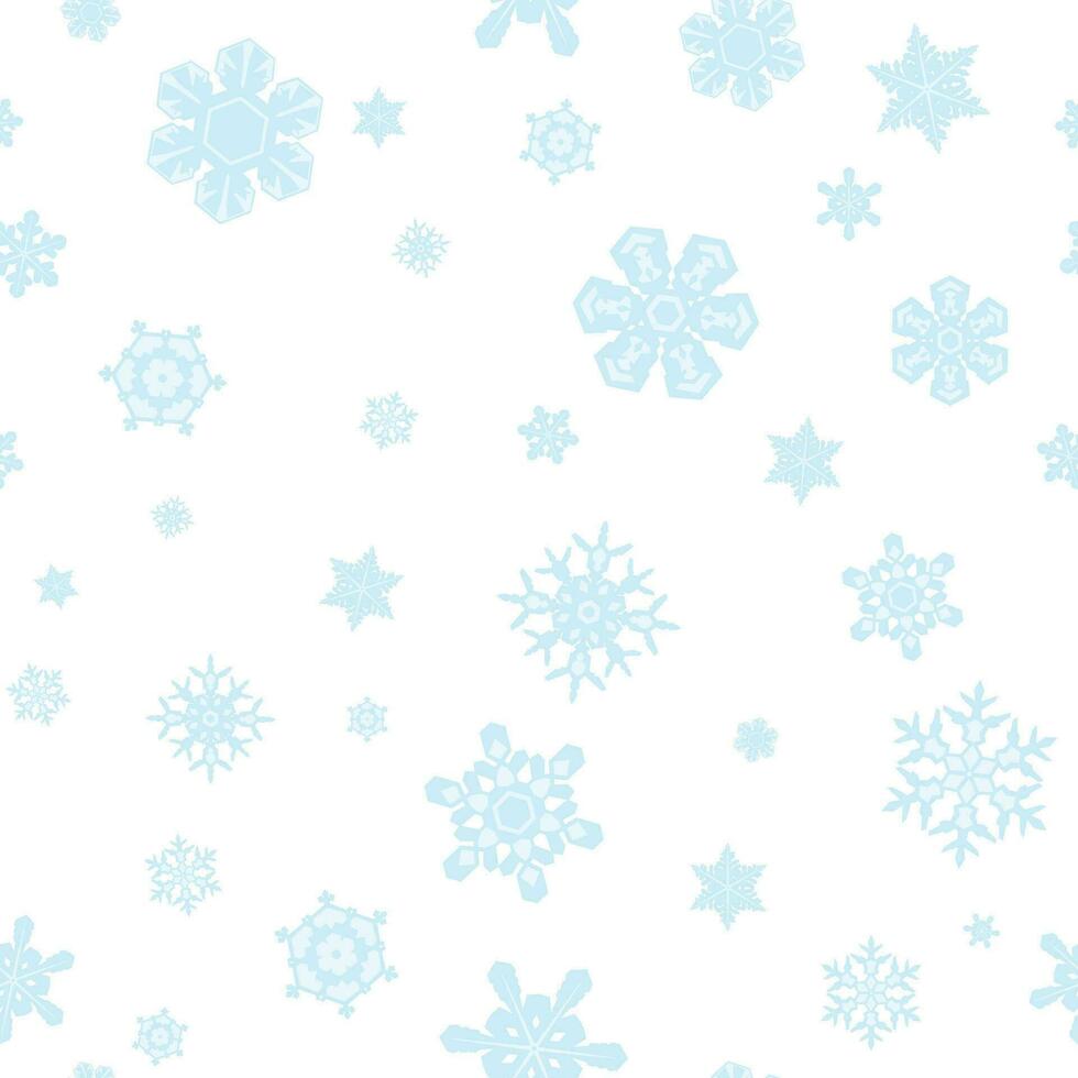Winter nahtlos Blau Schneeflocken Muster isoliert auf Weiß Hintergrund. tauchen du selber im das zauberhaft Schönheit von Winter mit diese fesselnd Vektor Illustration
