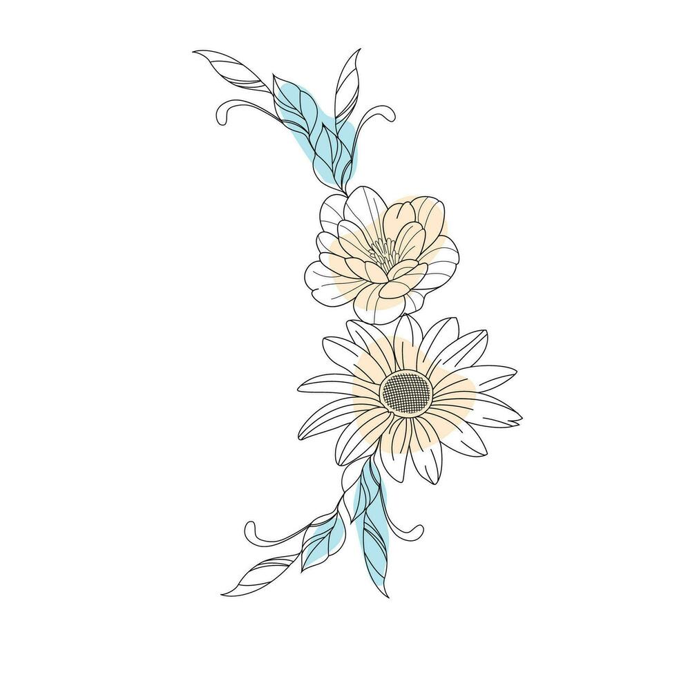 enkel blomma översikt i en vektor ritad för hand platt design