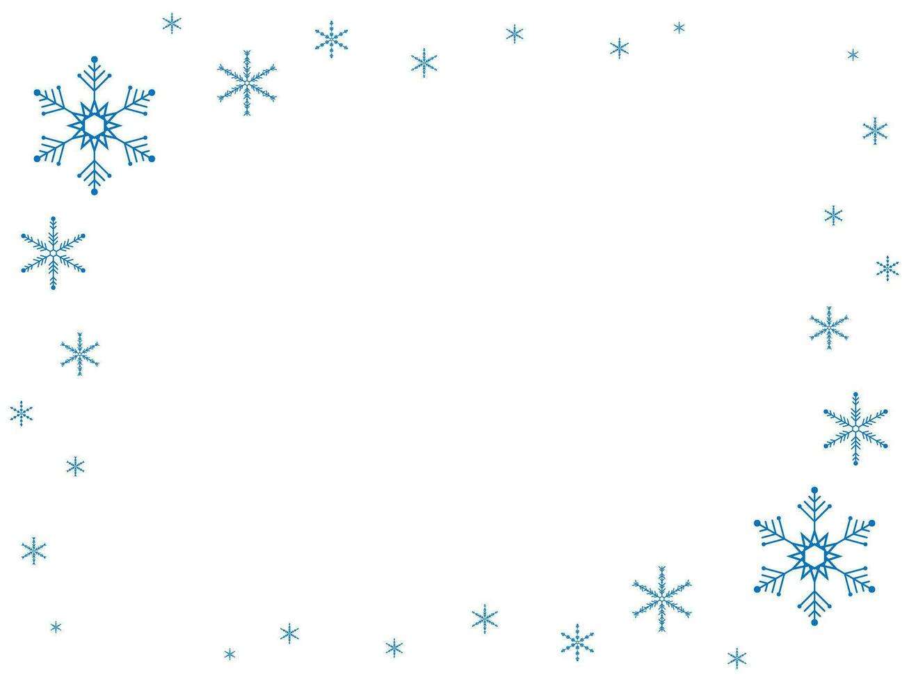 abstrakt Hintergrund mit Blau Schneeflocken im das Ecken. Vektor Illustration mit Kopieren Raum zum Text