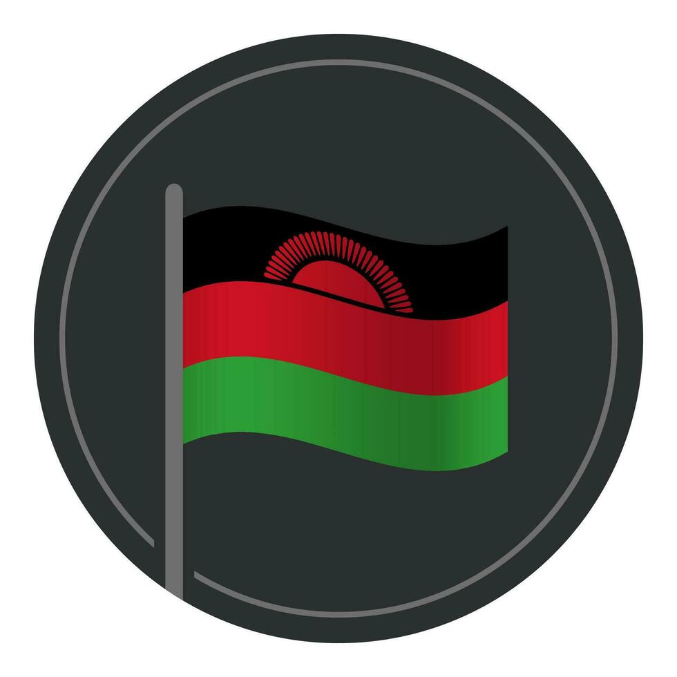 abstrakt malawi flagga platt ikon i cirkel isolerat på vit bakgrund vektor