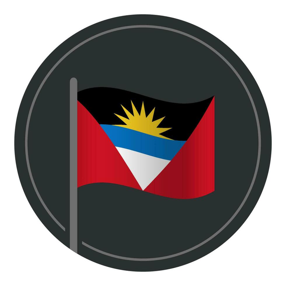 abstrakt antigua och barbuda flagga platt ikon i cirkel isolerat på vit bakgrund vektor