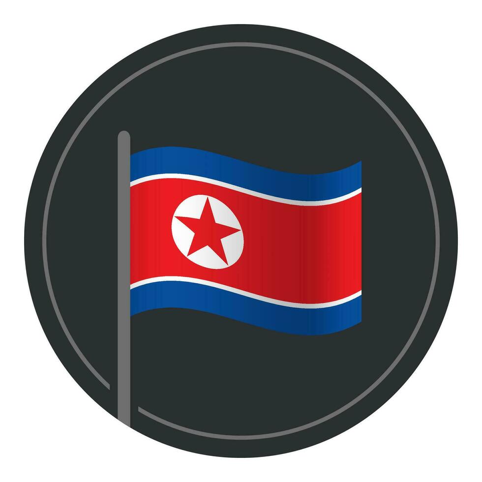 abstrakt norr korea flagga platt ikon i cirkel isolerat på vit bakgrund vektor