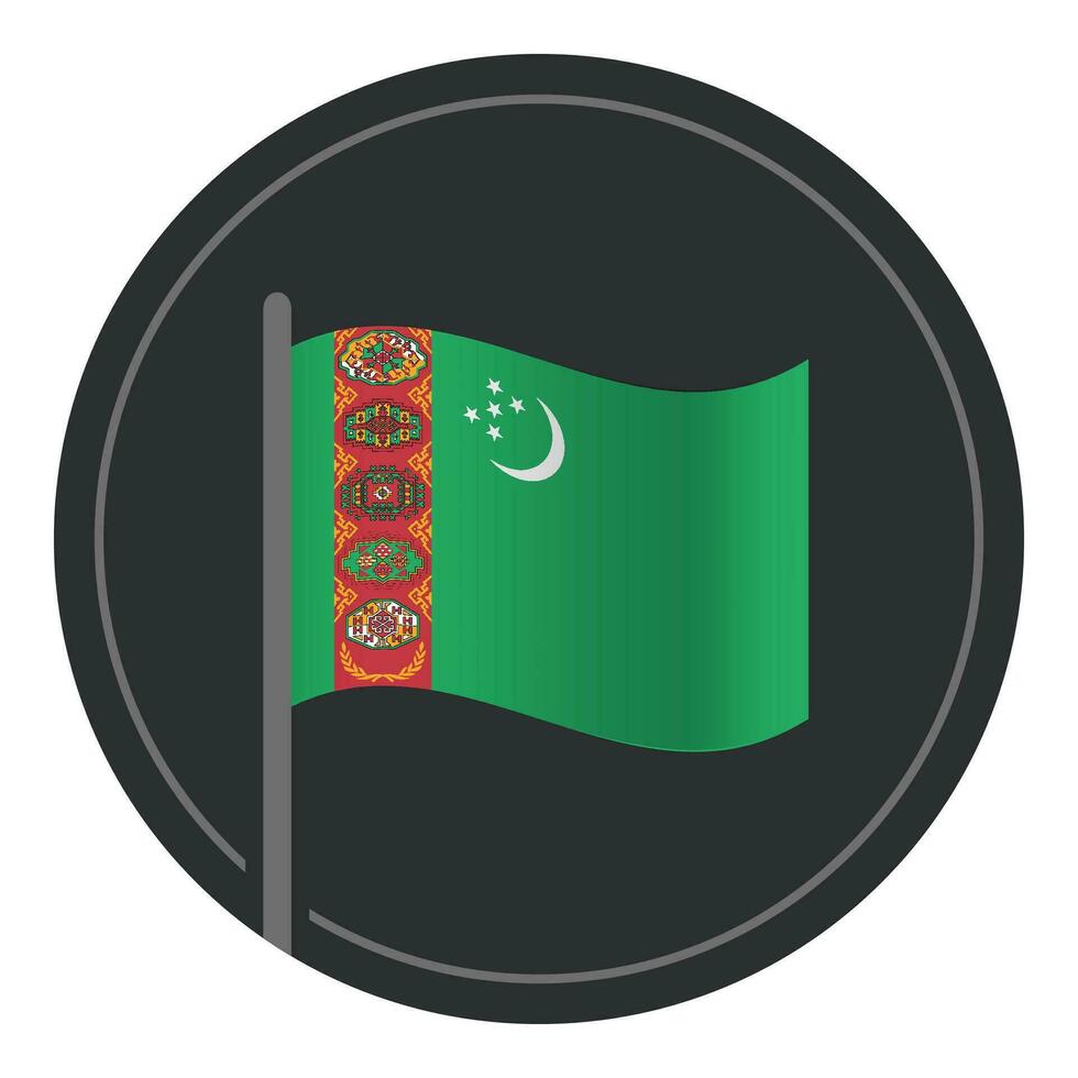 abstrakt turkmenistan flagga platt ikon i cirkel isolerat på vit bakgrund vektor